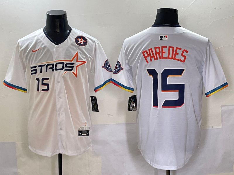 Men Houston Astros 15 Paredes White Fourth generation Joint Name 2025 Nike MLB Jersey style 5